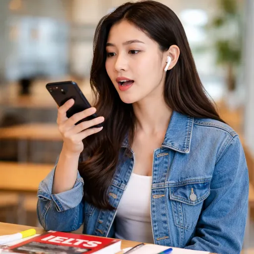 IELTS student practicing pronunciation